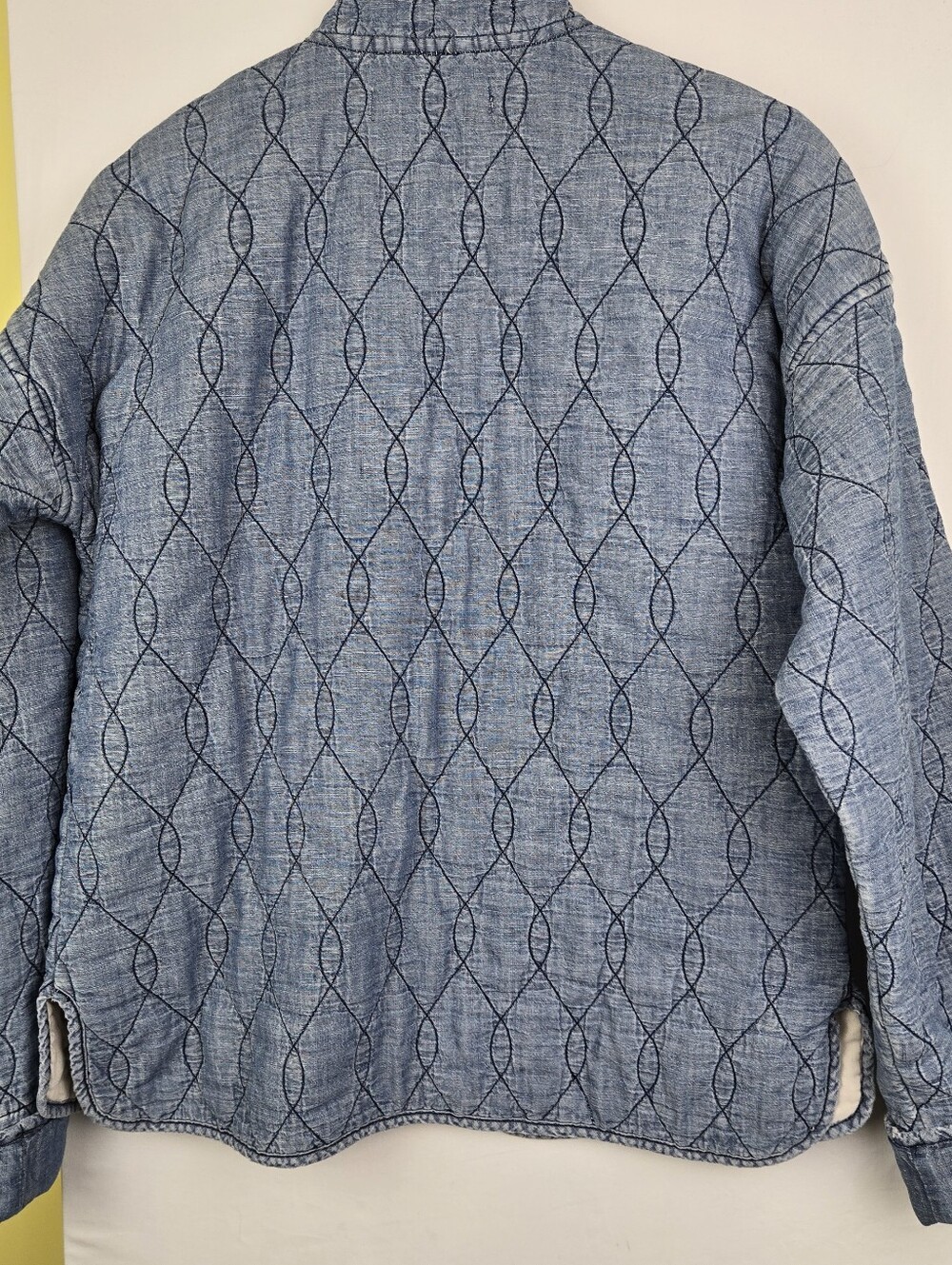 AMO Quilted Denim Jacket Womens Sz Medium In Blue - Picture 7 of 12
